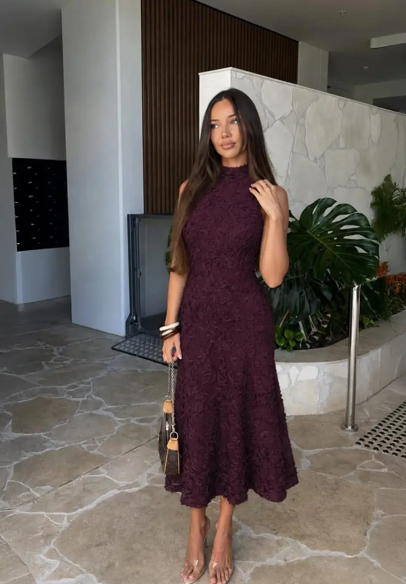 Vestido Midi Granate con Relieve Florencia