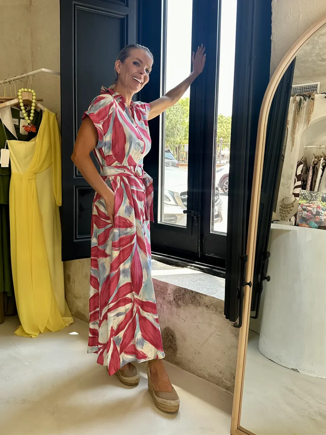 Vestido Ibiza fucsia estampado