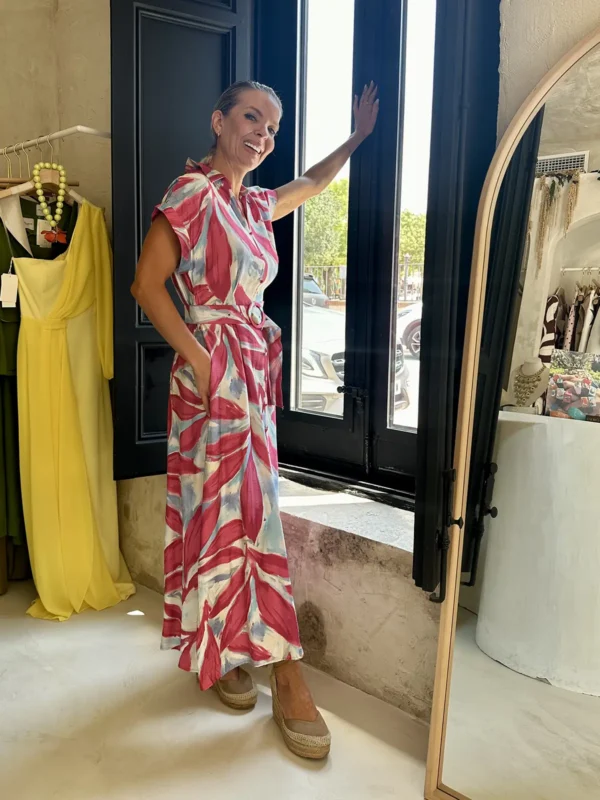 Vestido Ibiza fucsia estampado