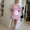 Vestido midi en rosa empolvado