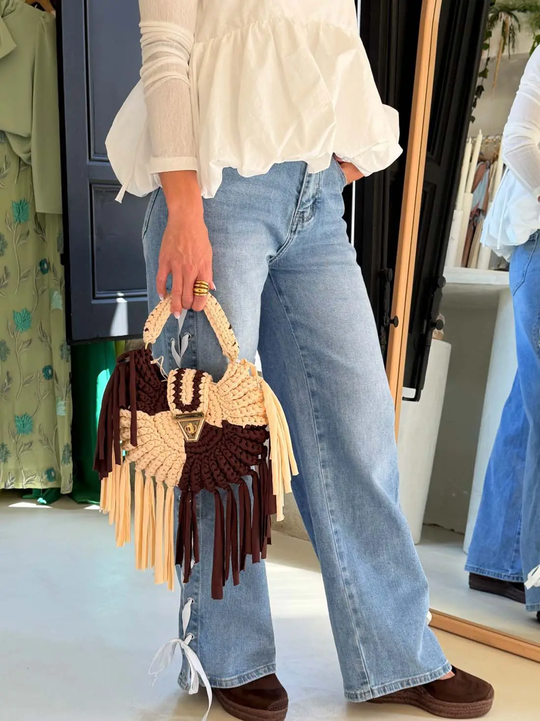 Bolso de estilo boho en rafia trenzada