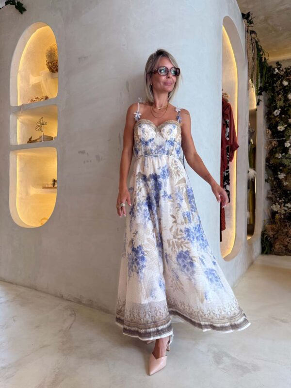 Vestido de Fiesta Azul y Beige Florencia
