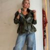 Chaqueta Efecto Piel Burdeos o Verde