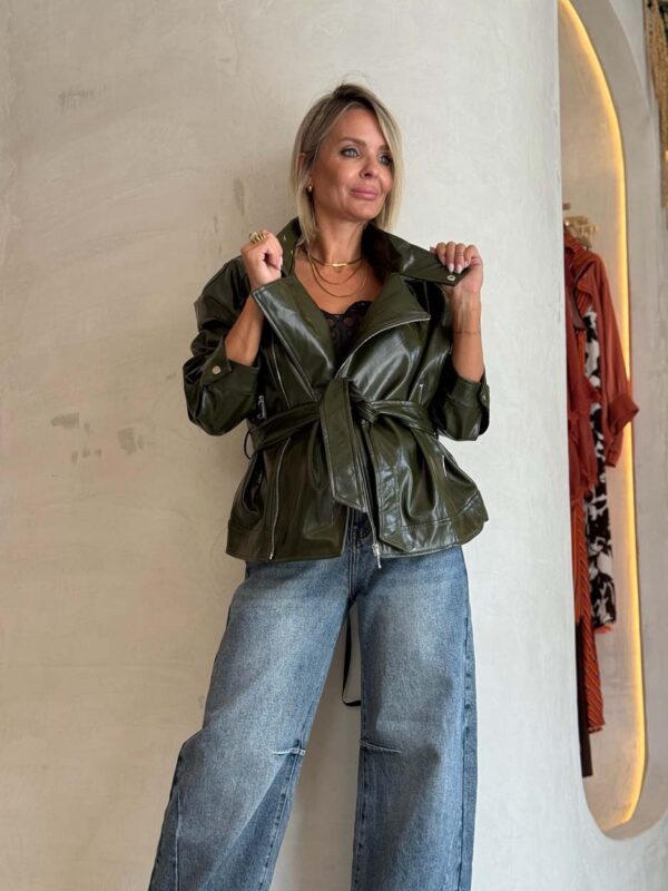 Chaqueta Efecto Piel Burdeos o Verde