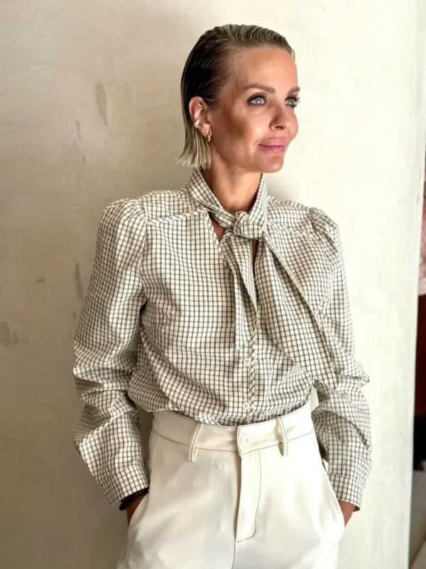 Blusa Estampada Cuadros con Lazada