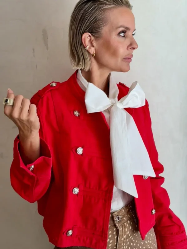 Chaqueta Estilo Militar Botones Plateados Londres