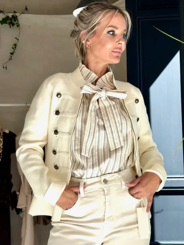 Chaqueta Punto Militar Blanco Roto Viena