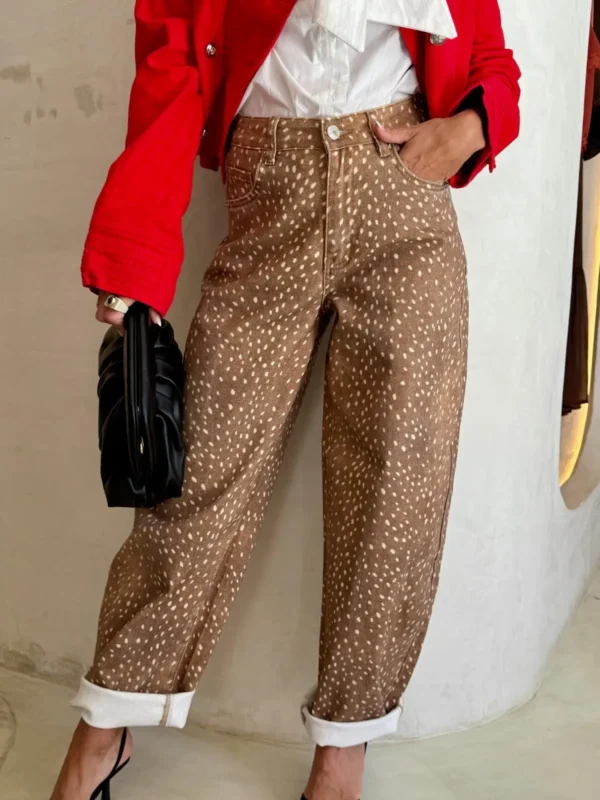 Pantalón Wide Leg Estampado Moteado Copenhague
