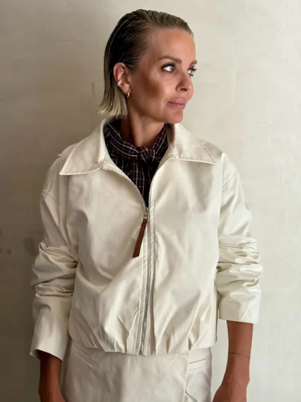 Chaqueta Bomber Cremallera Cruda