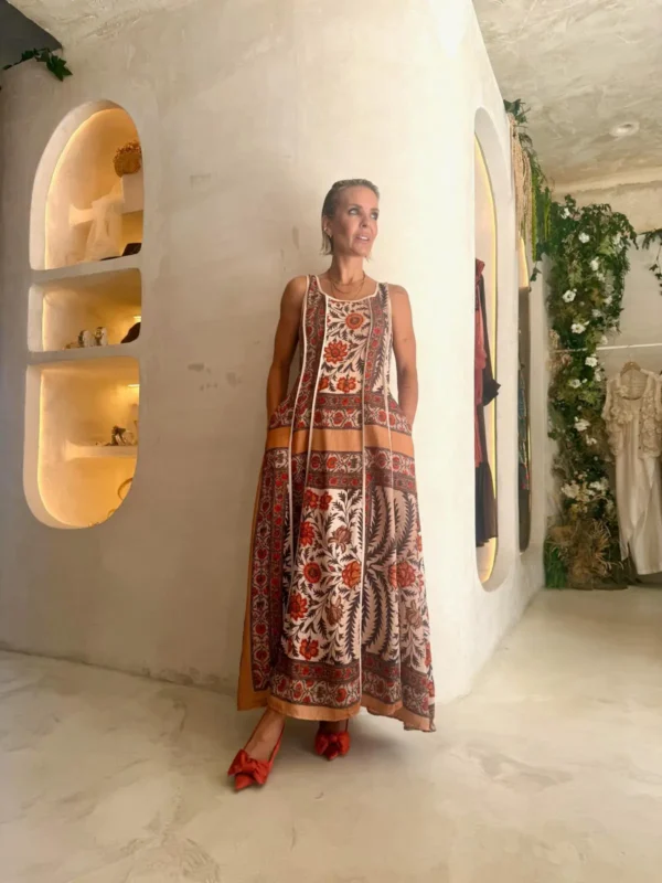 Vestido Largo Estampado Boho Étnico