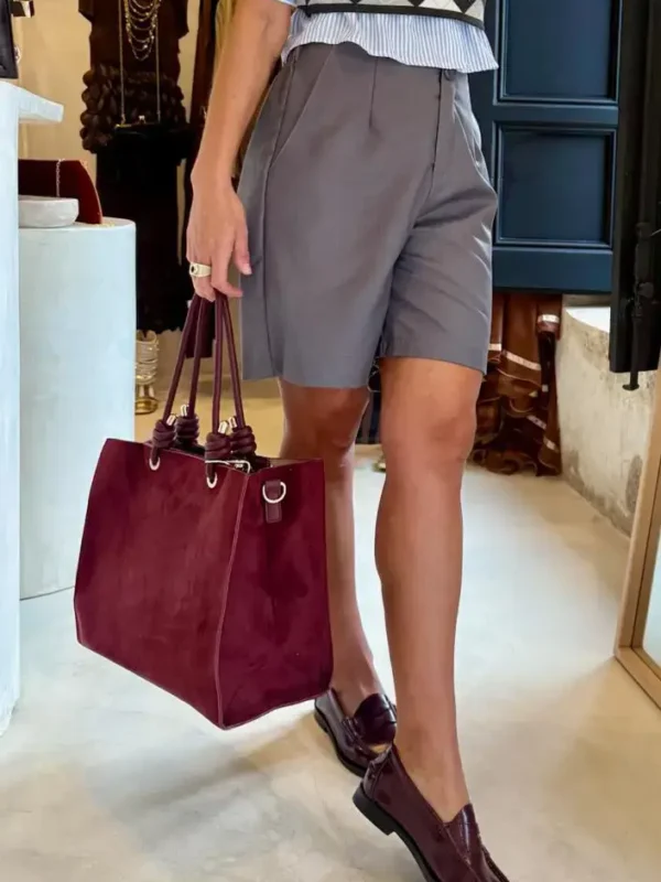 Bolso Tote Grande de Ante Granate