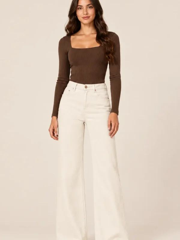 Vaquero Wide Leg Tiro Alto Blanco Estambul