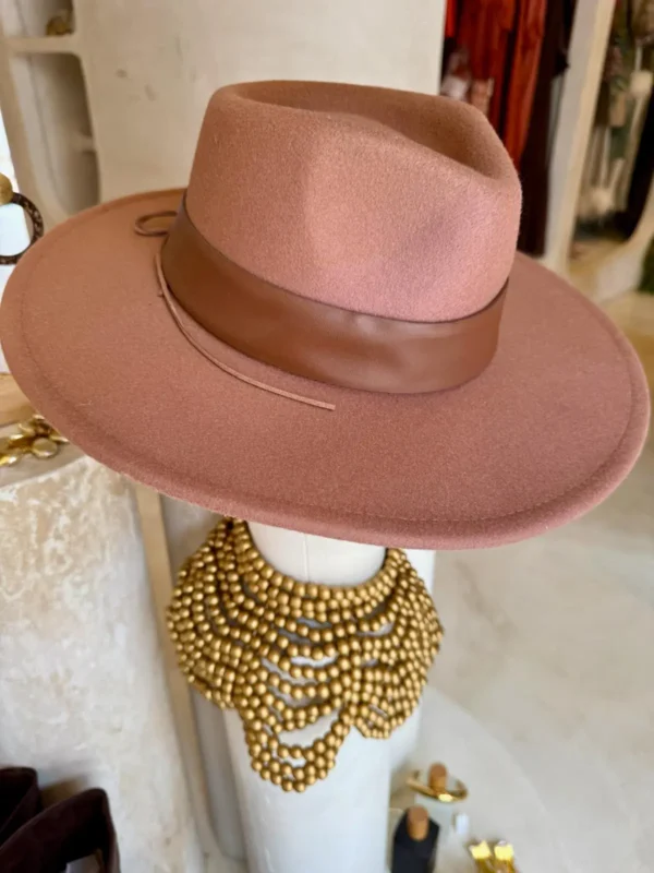 Sombrero Fedora de Fieltro Tono Teja