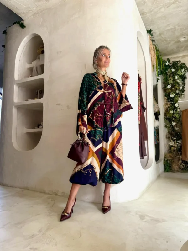 Conjunto Estampado de Chaqueta Tipo Kimono/Bomber y Pantalón Bombacho